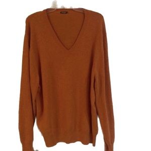 J. McLaughlin Men’s Burnt Orange V-Neck Cotton Blend Size Large Sweater